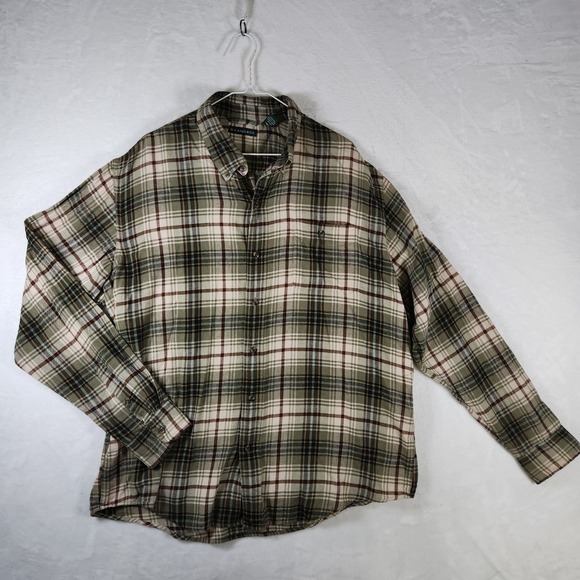 G.H. Bass & Co. Mens XL Flannel Shirt Button Up Plaid Long Sleeve Casual - Picture 1 of 8